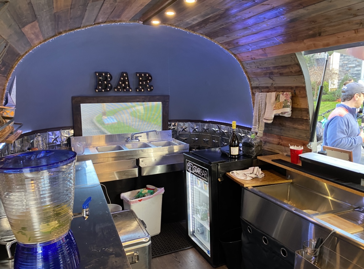 Inside the STARBAR NY Airstream mobile bar setup